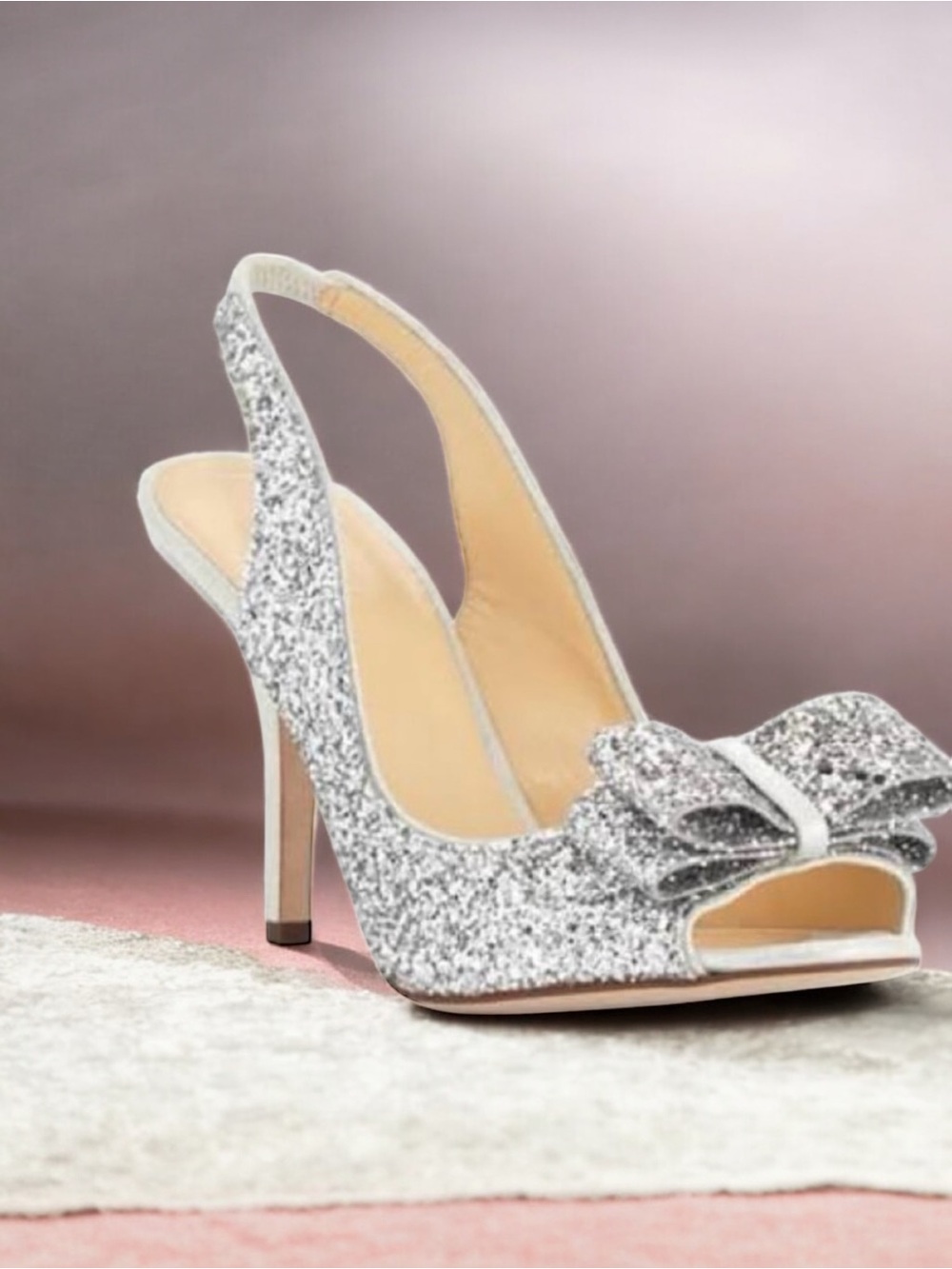Kate Spade Charm Silver Glitter Sandals
